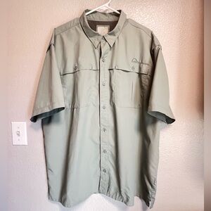 Ducks Unlimited Shirt Mens XXL Green Button Up Short Sleeves Breast Pockets